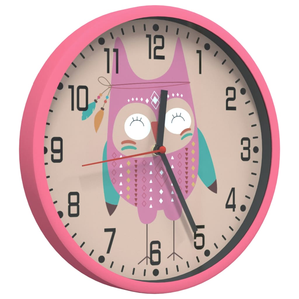 Reloj de pared Vidaxl Ø25.5 cm de poliestireno y rosa de vidrio