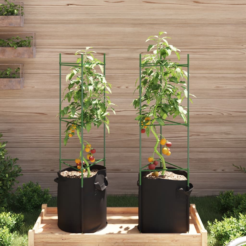 Cage di pomodoro Vidaxl con sacchetto vegetale 2 pezzi 116 cm in acciaio e polipropene