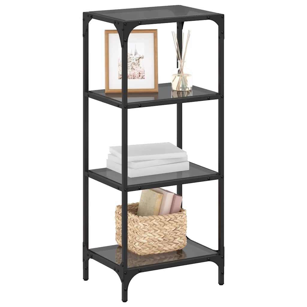 Rack di stoccaggio vidaxl con vetro nero top 40x30x95 cm acciaio