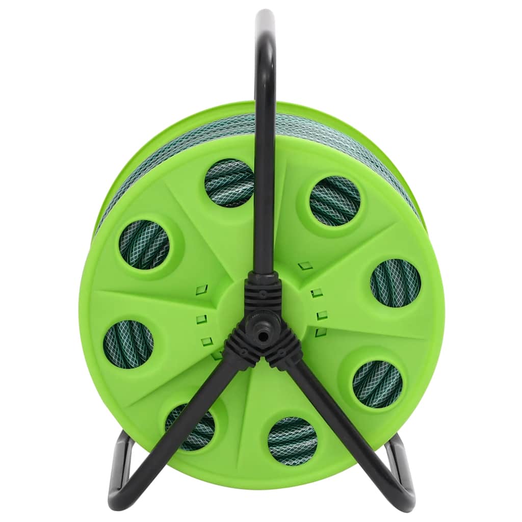 Vidaxxl enrollador de manguera con juego de acoplamiento de manguera 0,5 50 m independiente PVC verde