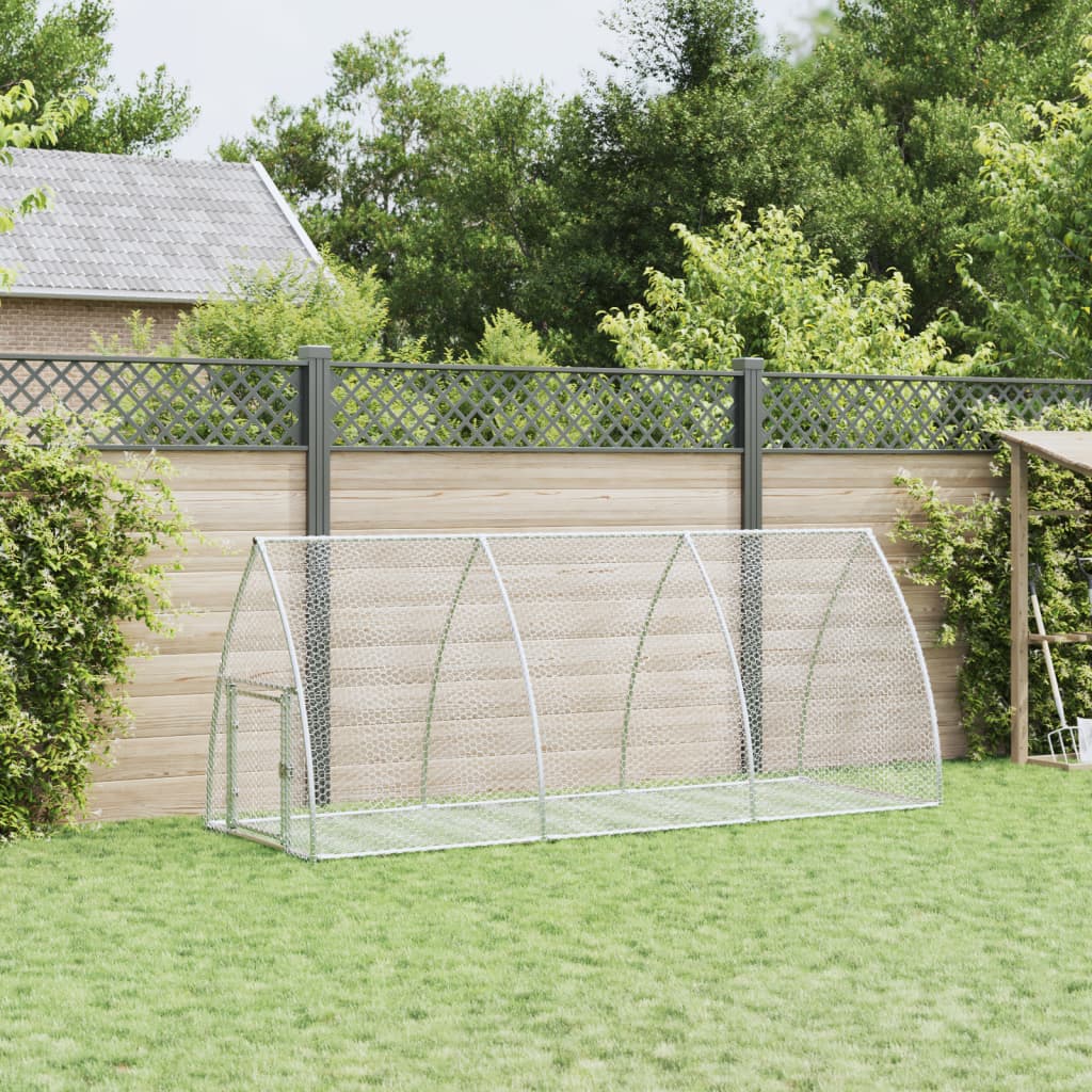 Vidaxl Rabbit Hutch 300x1055x120 cm de acero galvanizado de plata de color