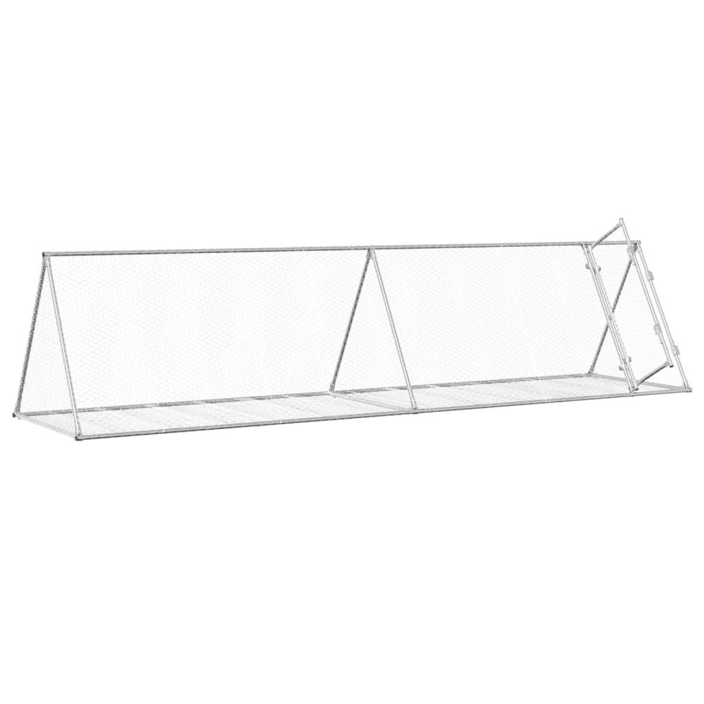 Vidaxl Rabbit Hutch 400x1055x91 cm de acero galvanizado de color plateado