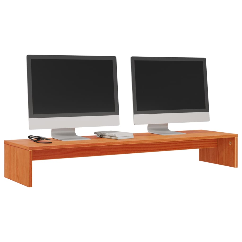 Supporto per monitor Vidaxxl 100x27x15 cm in legno di pino massiccio, marrone lavato