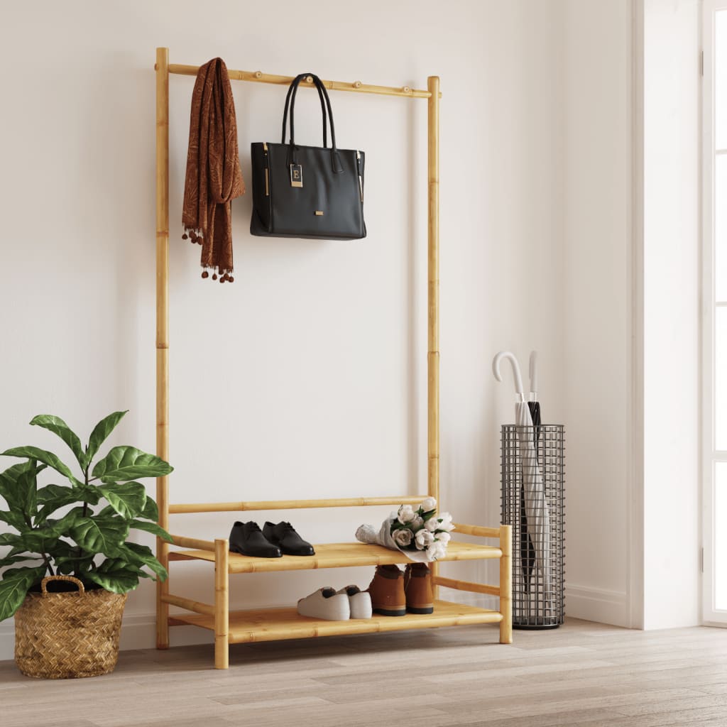 Rastrellone per vestiti Vidaxl con ripiani 103x40x183 cm bambù