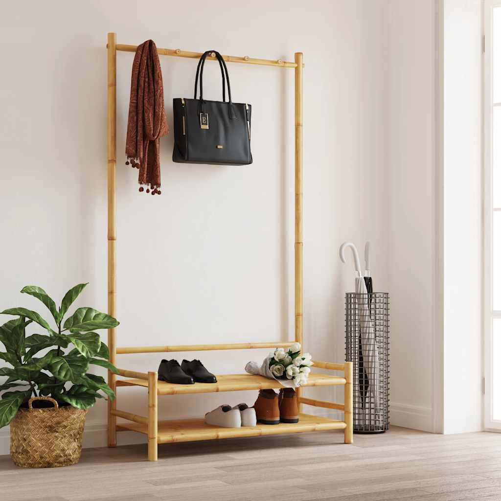Rastrellone per vestiti Vidaxl con ripiani 103x40x183 cm bambù