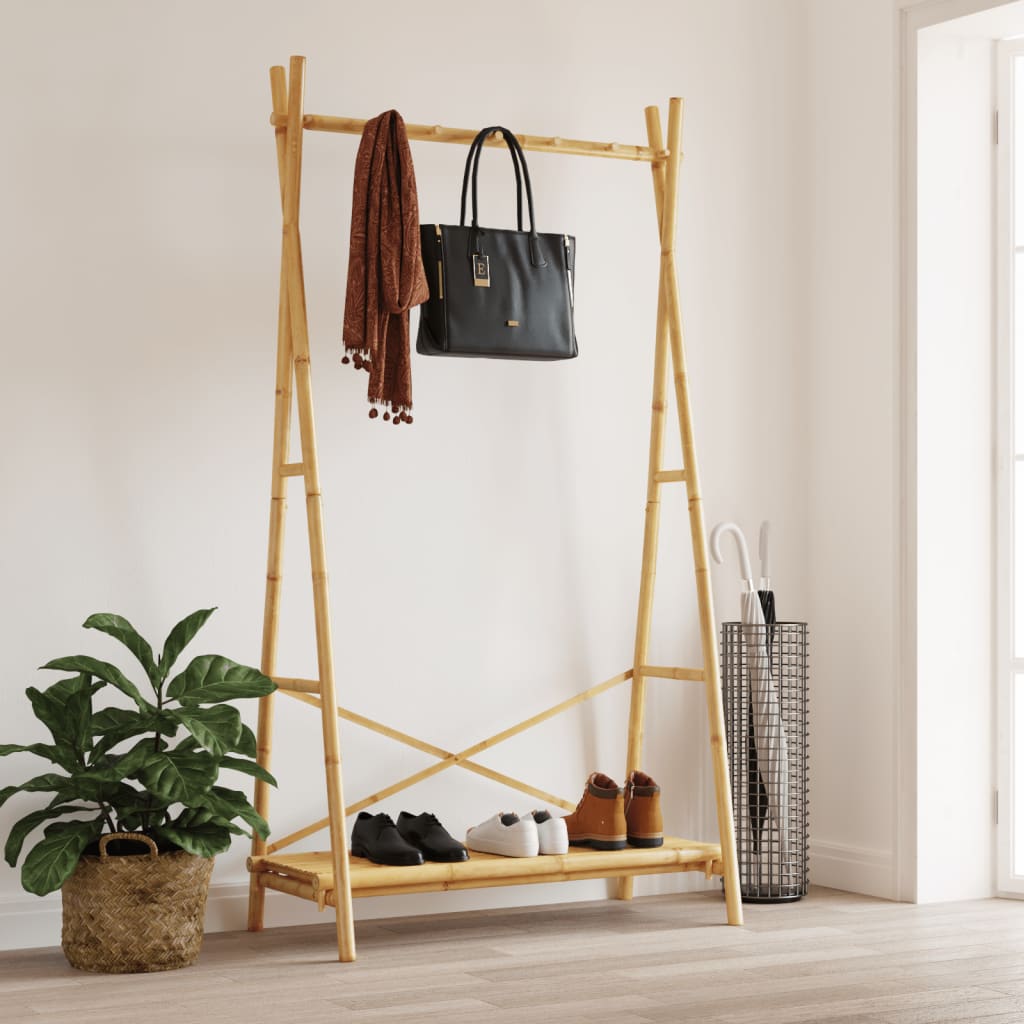 Rastrello per vestiti vidaxl con scaffale 102x50x190 cm bambù