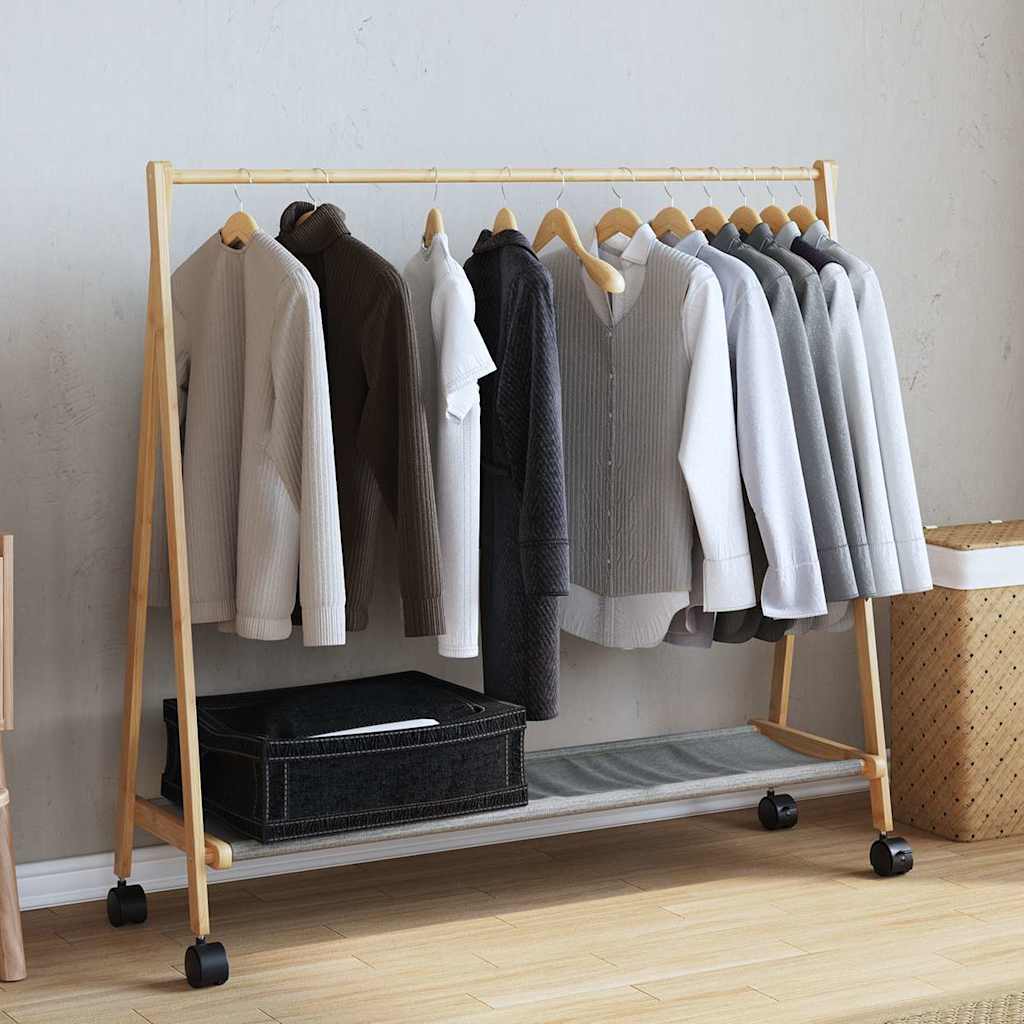 Estante de ropa Vidaxl con estantes y ruedas 106x34x106.5 cm de bambú