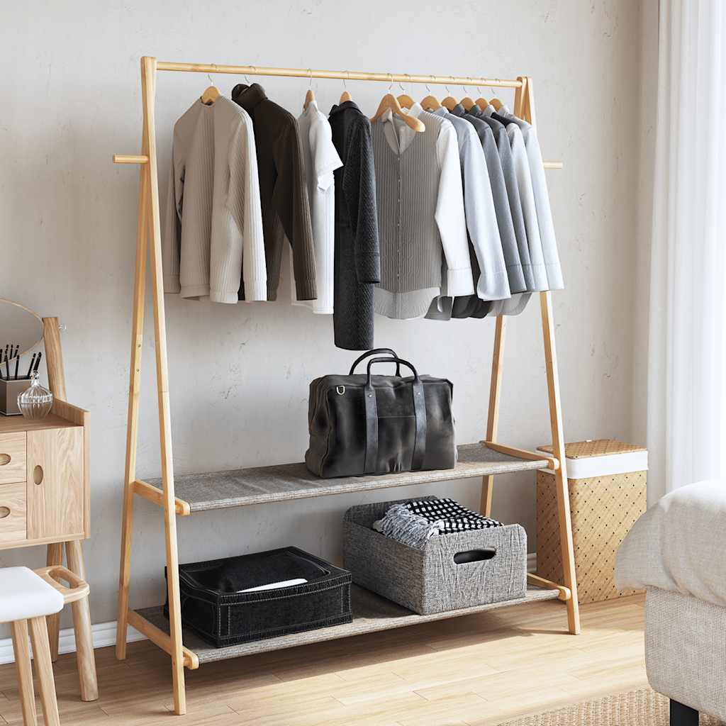 Rastrellone per vestiti Vidaxl con ripiani 132x45.5x150.5 cm di bambù