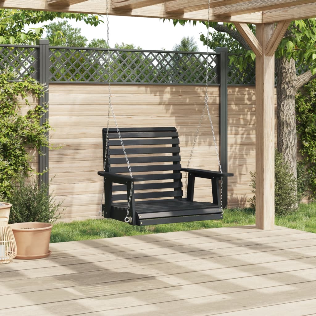 Vidaxl Garden Swing sedia con collane in metallo nero Solido Pineo