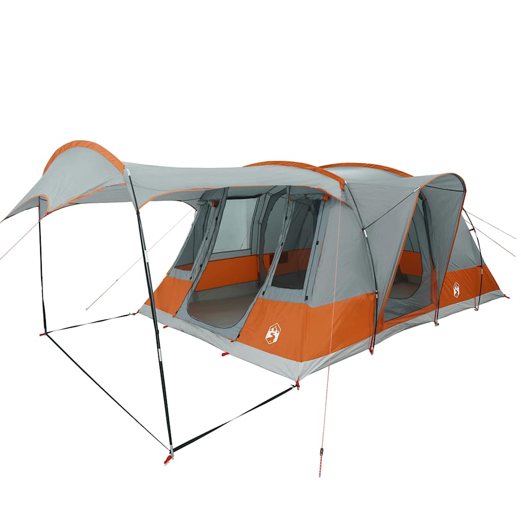 Vidaxl Tunnel Tenda di 5 persone impermeabile grigio e arancione