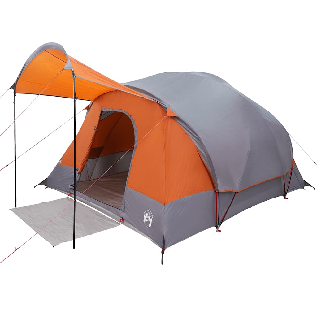 Tenda a tunnel VidaXL per 8 persone impermeabile grigia e arancione