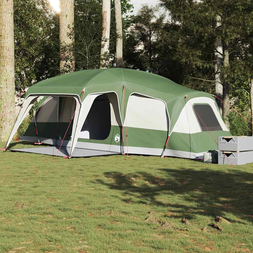 Tienda familiar VidaXL con cúpula veranda, 9 personas impermeable verde