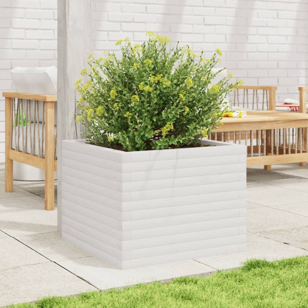 Vidaxl Planning Box 60x60x45.5 cm de pino sólido blanco