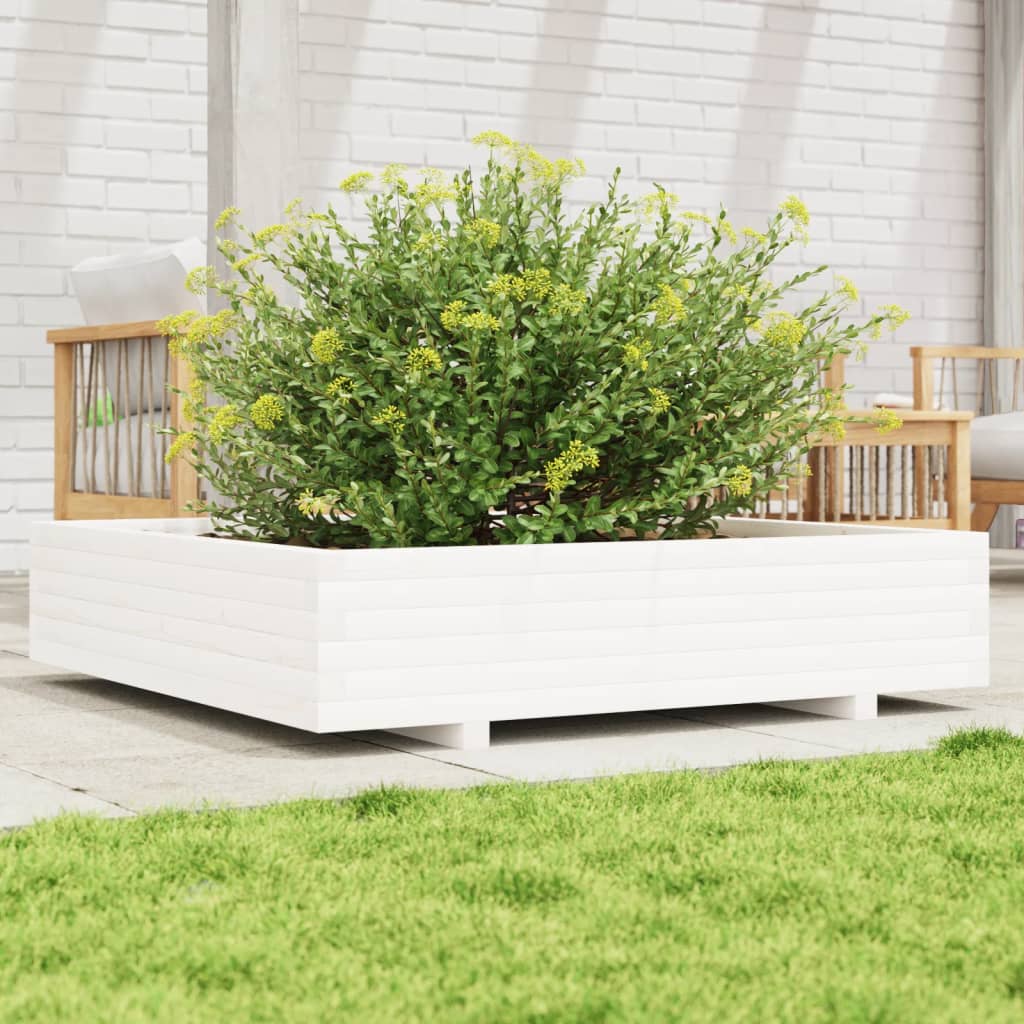 Casella di pianificazione Vidaxl 110x110x26.5 cm Pino solido bianco