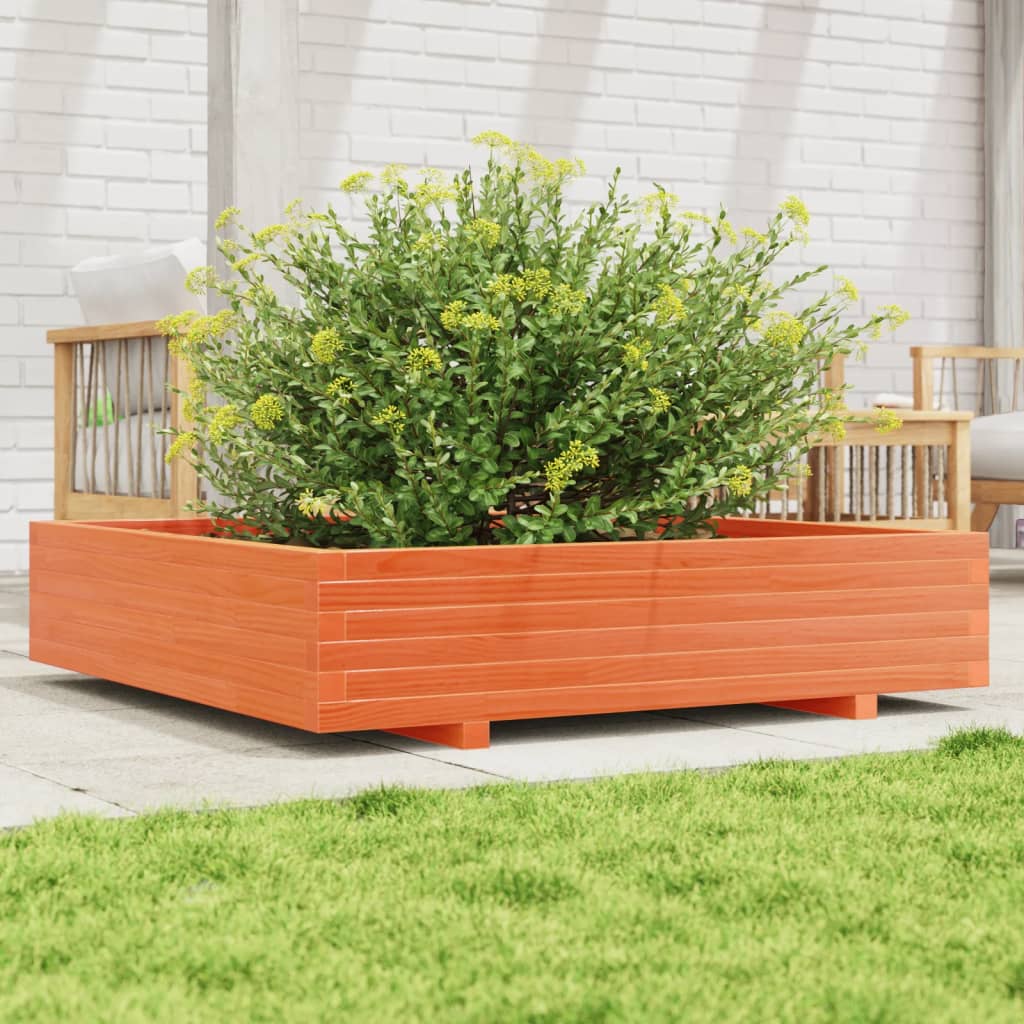Casella di pianificazione Vidaxl 110x110x26.5 cm cera in pino solido marrone