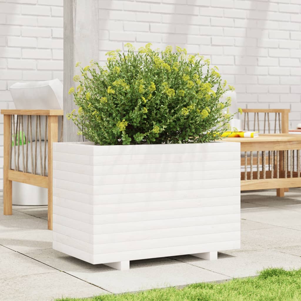 Vidaxl Planning Box 70x40x49.5 cm de pino sólido blanco