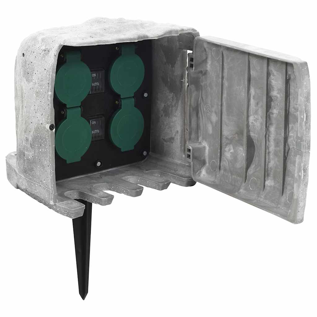 Vidaxl Garden Stop Contact Contact con perno a terra Sensore di pietra a 4 vie Grey
