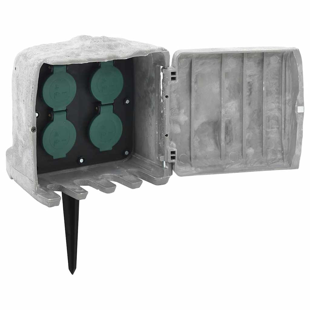 Vidaxl Garden Stop contatto con perno a terra grigio a 4 vie di pietra