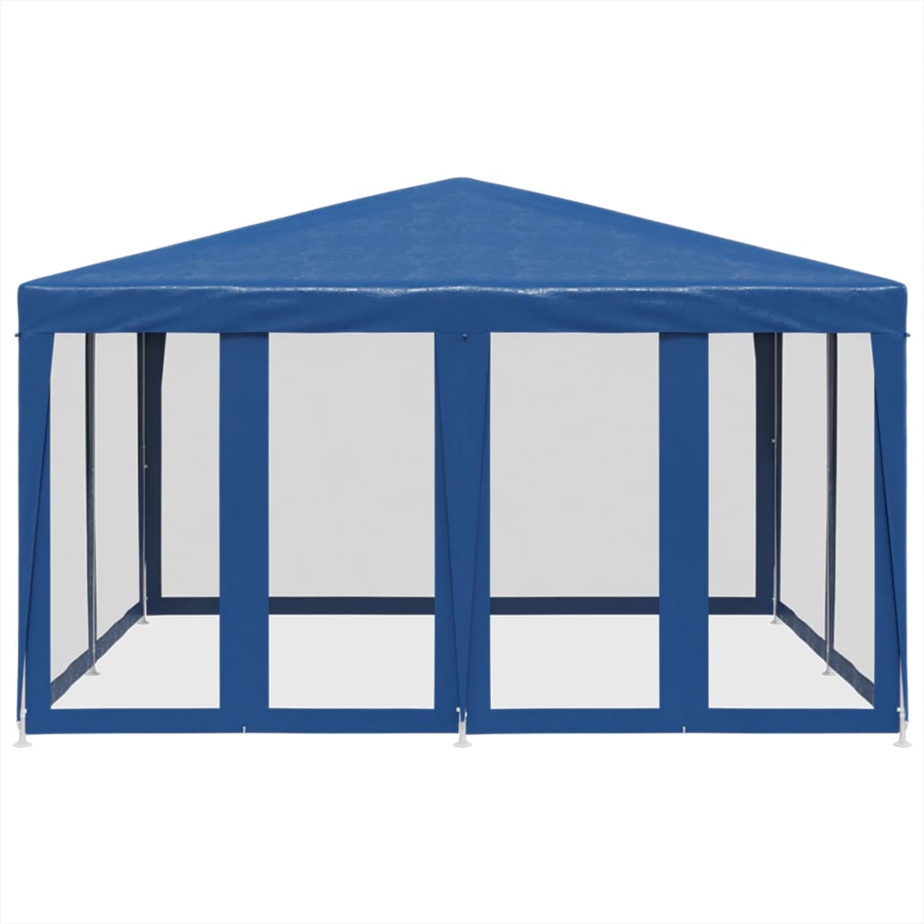 Tienda de fiesta Vidaxl con 8 paredes laterales de malla 4x4 M HDPE Azul