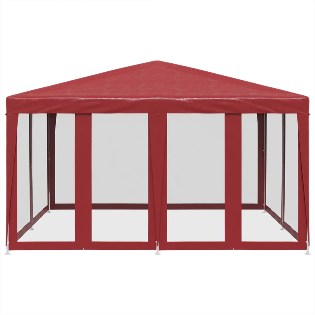 Tienda de fiesta Vidaxl con 8 paredes laterales de malla 4x4 M HDPE RED