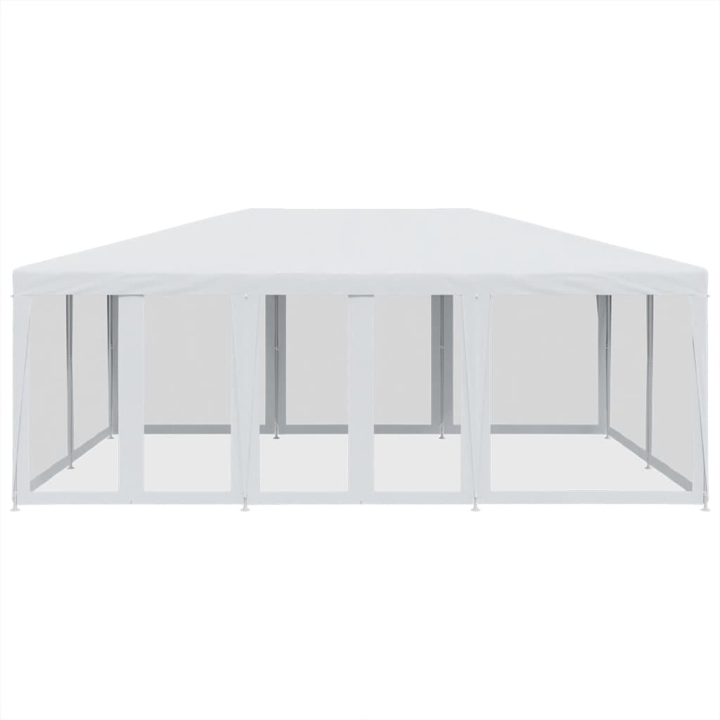 Tienda de fiesta Vidaxl con 10 paredes laterales de malla 6x4 M HDPE WHITE