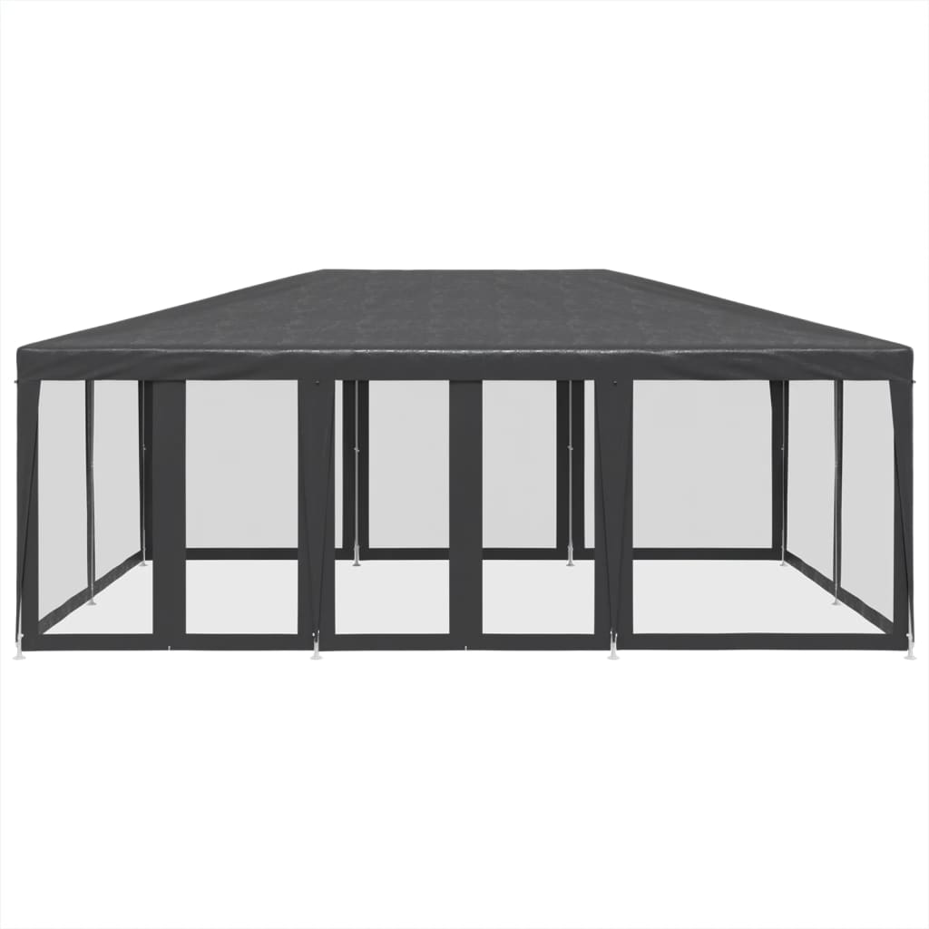 Tienda de fiesta Vidaxl con 10 paredes laterales de malla 6x4 M HDPE -antracita