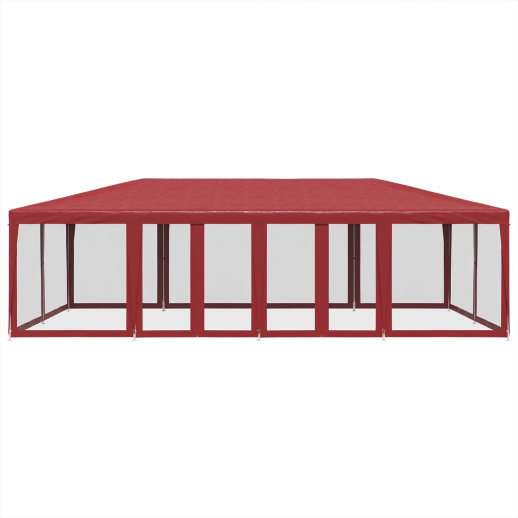 Tienda de fiesta Vidaxl con 12 paredes laterales de malla 8x4 M HDPE RED