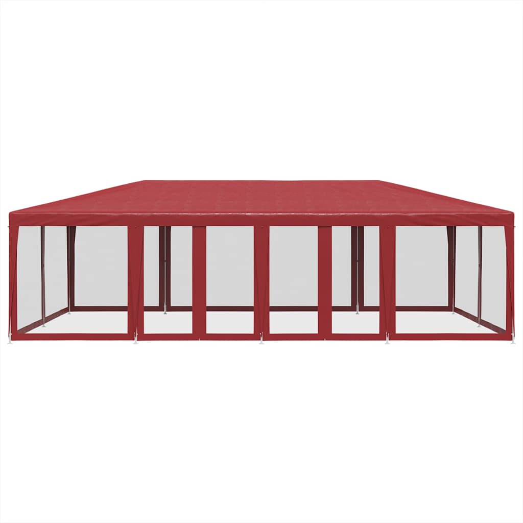 Tienda de fiesta Vidaxl con 12 paredes laterales de malla 8x4 M HDPE RED
