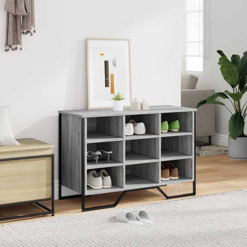 Gabinete de zapatos Vidaxl 90x38x61.5 cm de madera propiedad de madera de roble gris