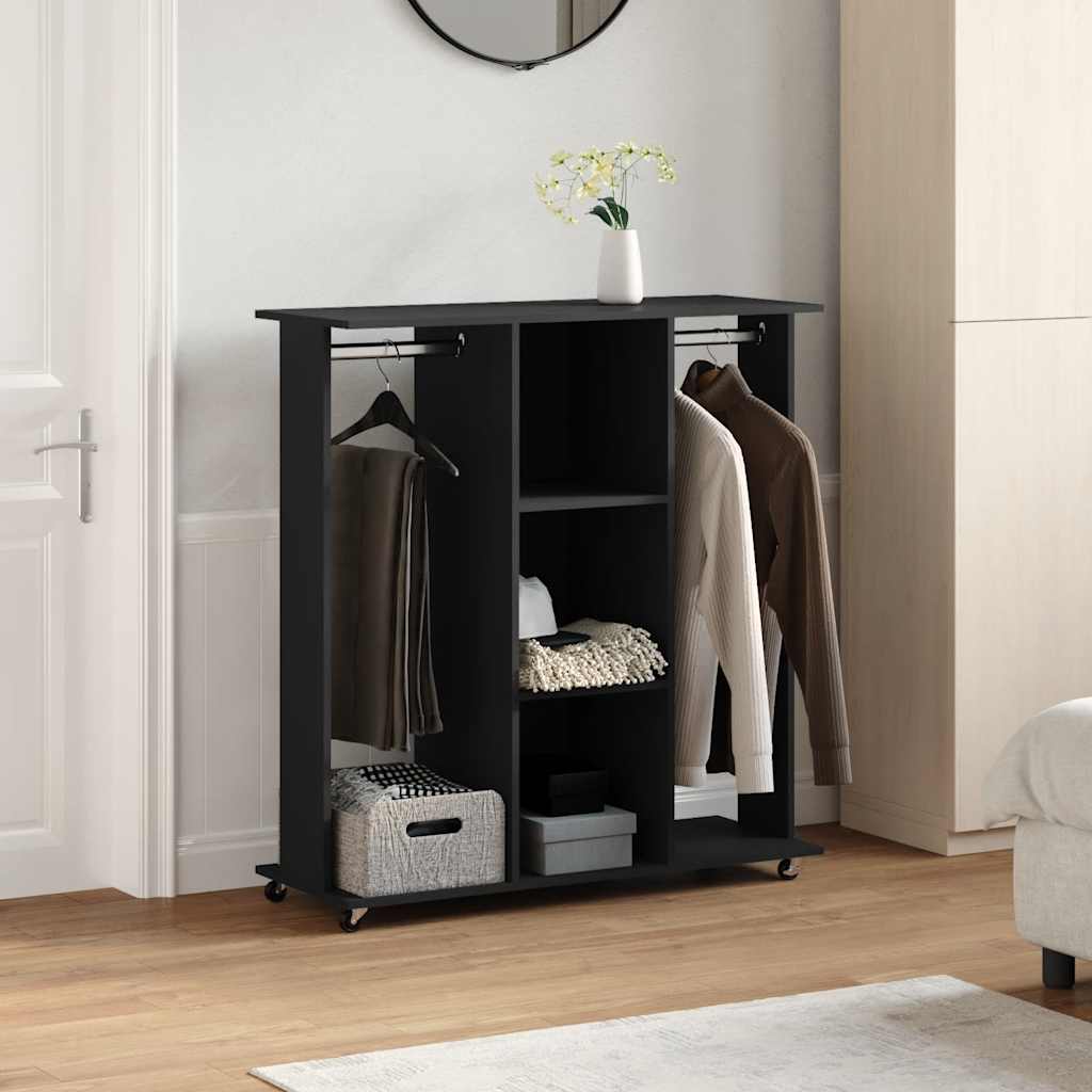 Guardaroba Vidaxl con ruote 102x38x110 cm Proprieted legno nero