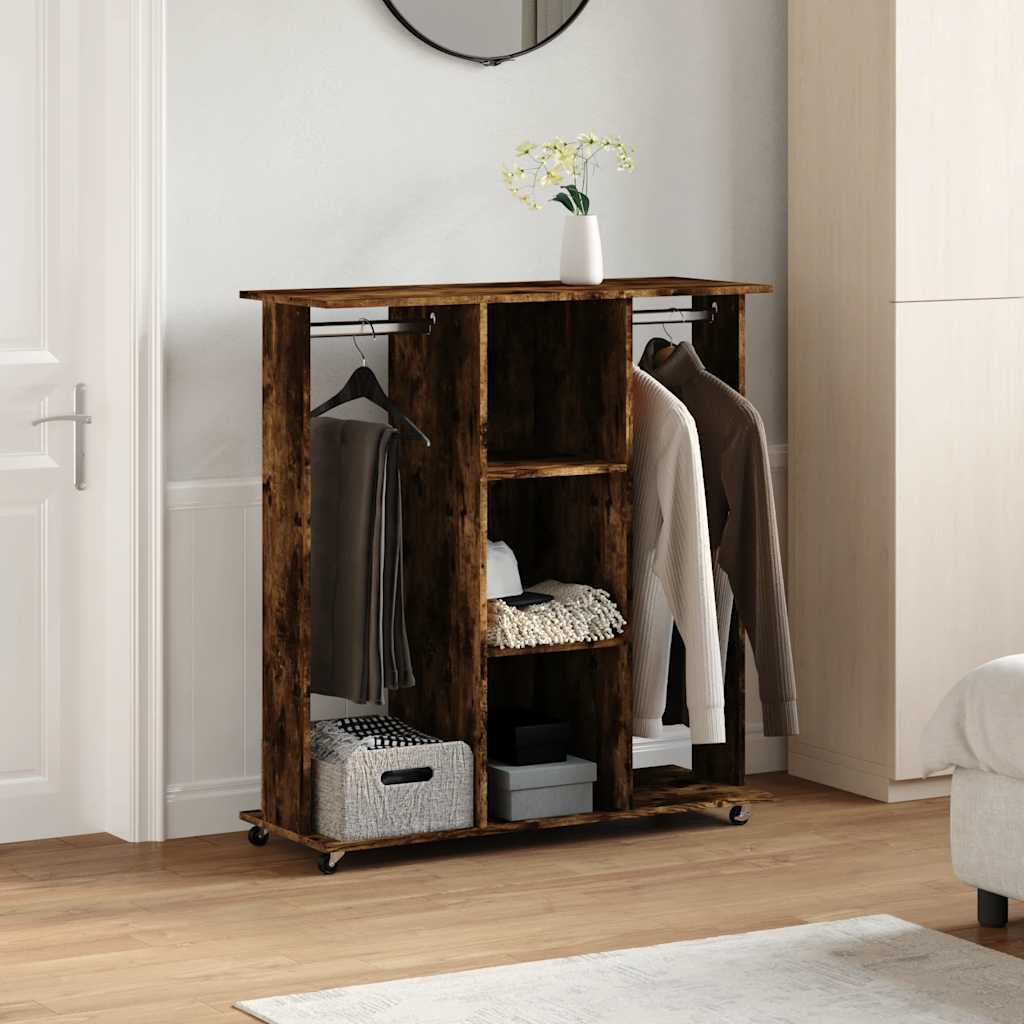 Armario de Vidaxl con ruedas 102x38x110 cm de madera propiedad de roble ahumado