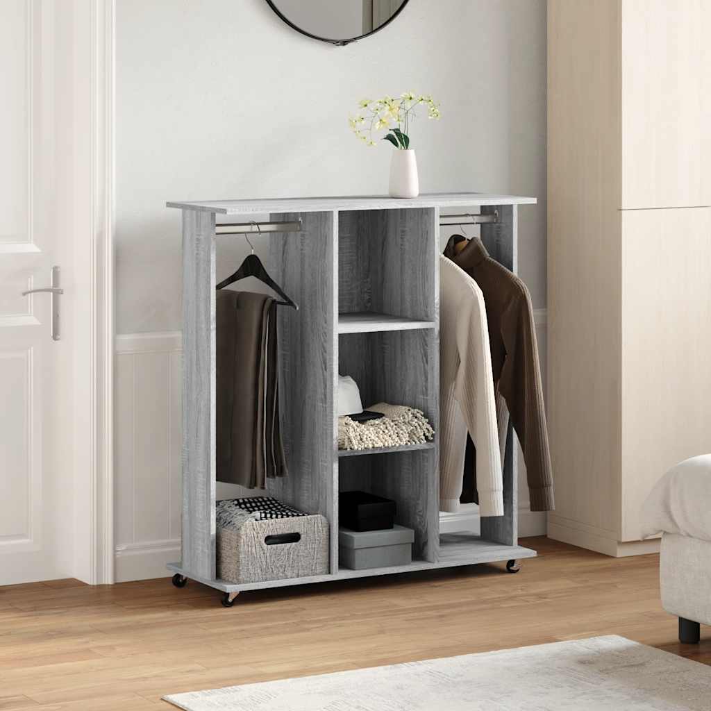 Armario de Vidaxl con ruedas 102x38x110 cm de madera gris sonoma roble