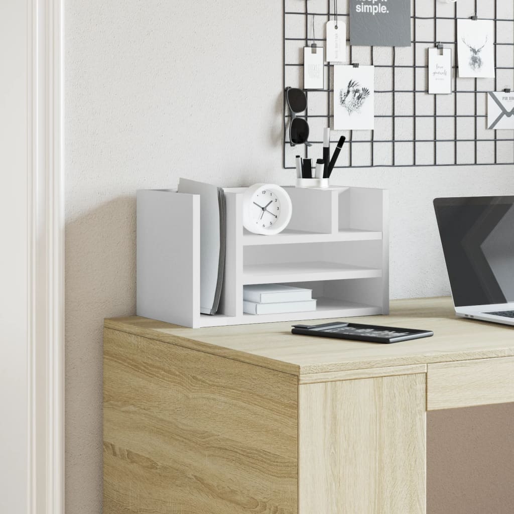 Vidaxl Bureau Organizer 44.5x24x25 cm Bianco in legno elaborato