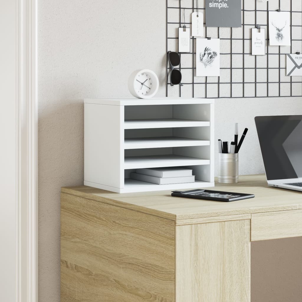 Vidaxl Bureau Organizer 36x26x29.5 cm Bianco in legno elaborato