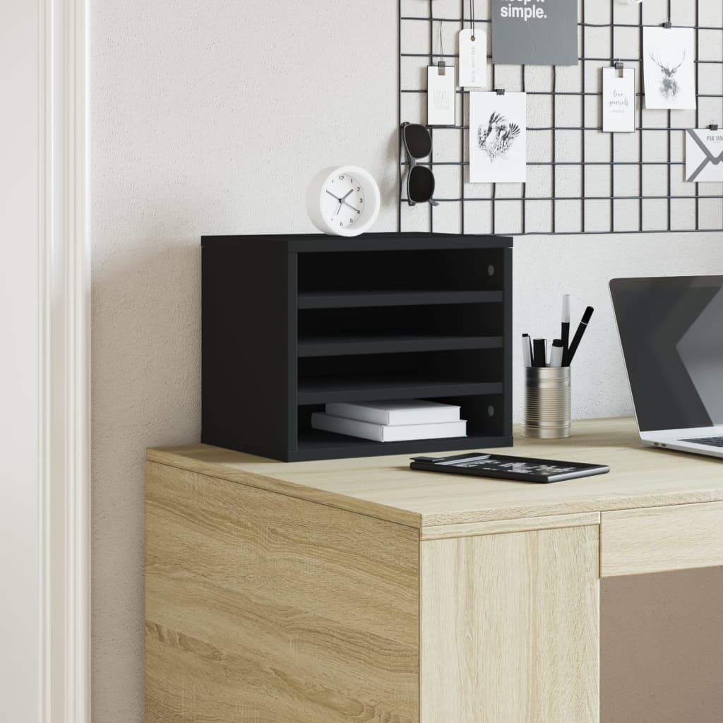 Vidaxl Bureau Organizer 36x26x29.5 cm Legno elaborato nero