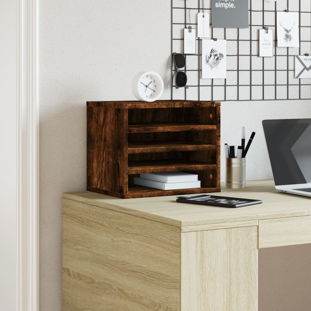 Vidaxl Bureau Organizer 36x26x29.5 cm de madera procesada de roble ahumado