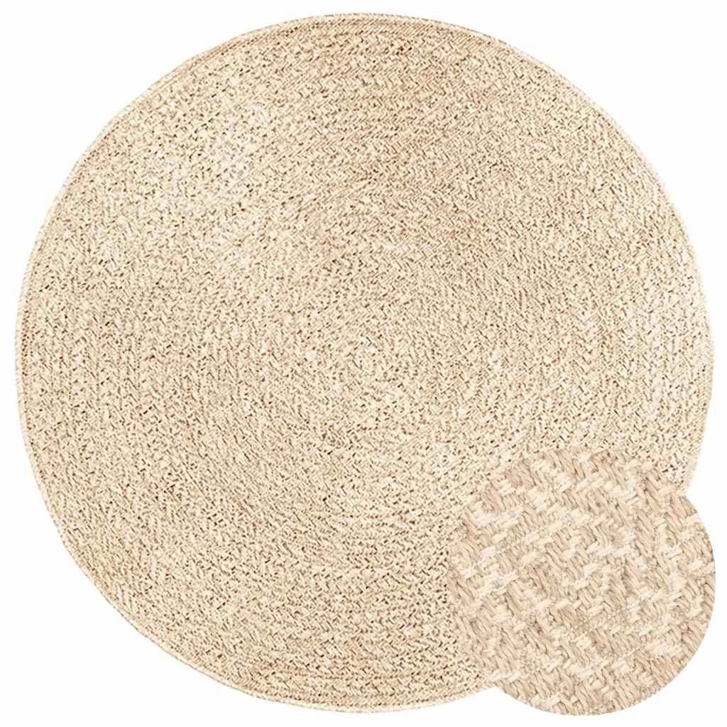 RUG VIDAXL Zizur beige dentro y fuera de Ø 120 cm de yute mirada