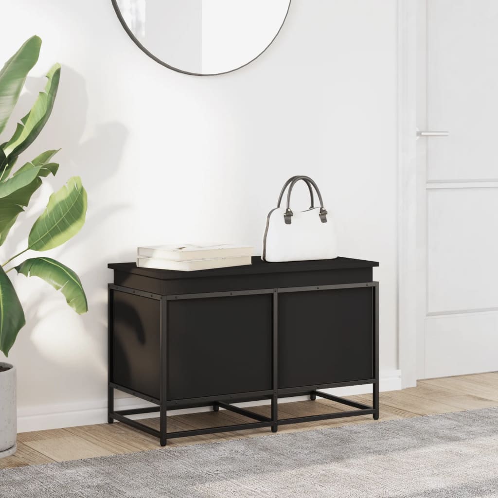 Caja de almacenamiento de Vidaxl con tapa 80x40x51.5 cm de madera procesada negra