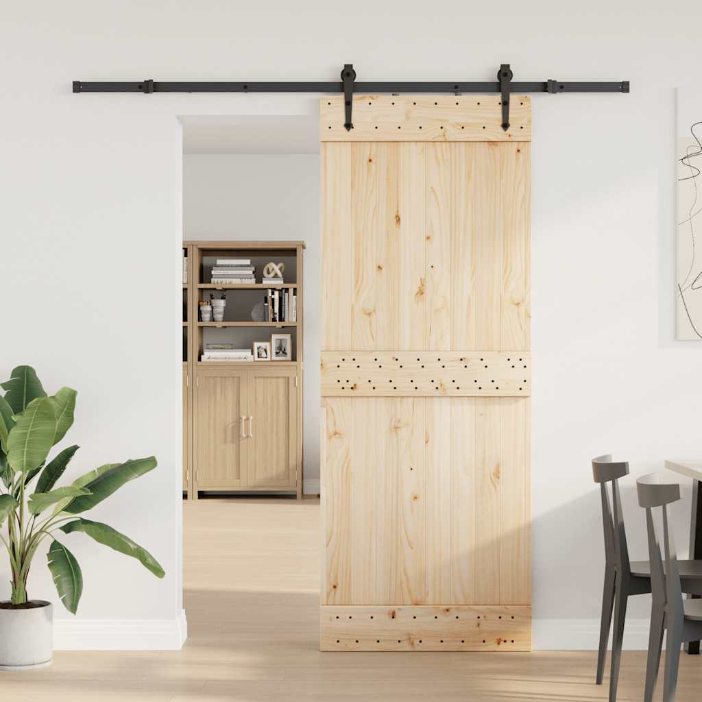 Caja Vidaxl con piezas para puerta corredera de 213.5 cm de acero negro