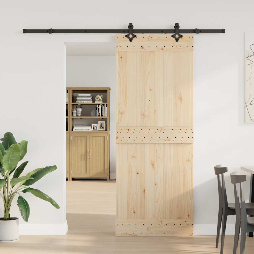 Scatola Vidaxl con parti per porta scorrevole 213,5 cm in acciaio nero