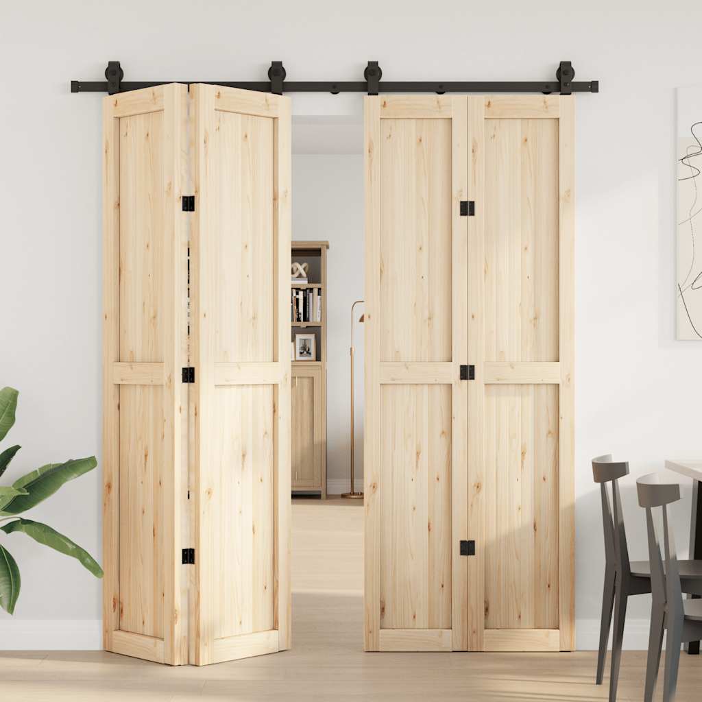 Caja Vidaxl con piezas para puerta corredera de 200 cm de acero negro