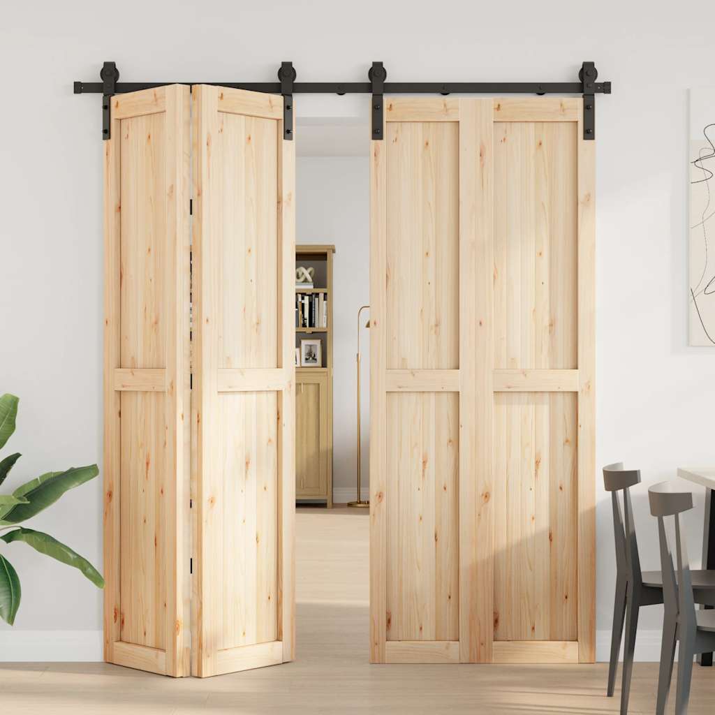 Caja Vidaxl con piezas para puerta corredera de 200 cm de acero negro