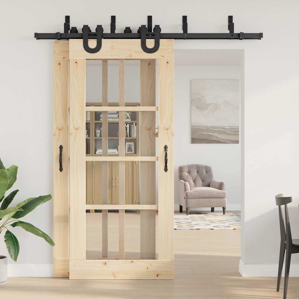 Vidaxxl caja con piezas para puerta corredera 200 cm acero negro