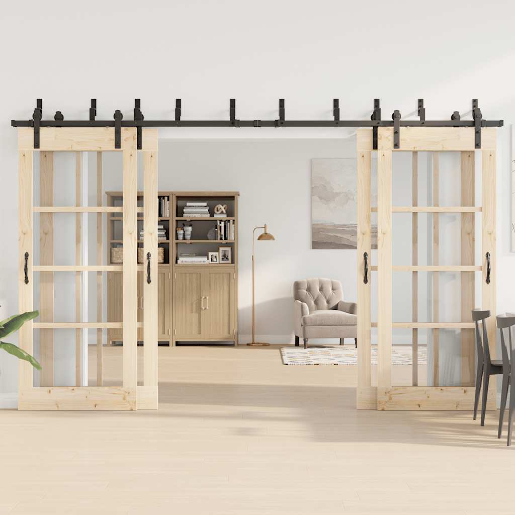 Vidaxxl caja con piezas para puerta corredera 366 cm acero negro