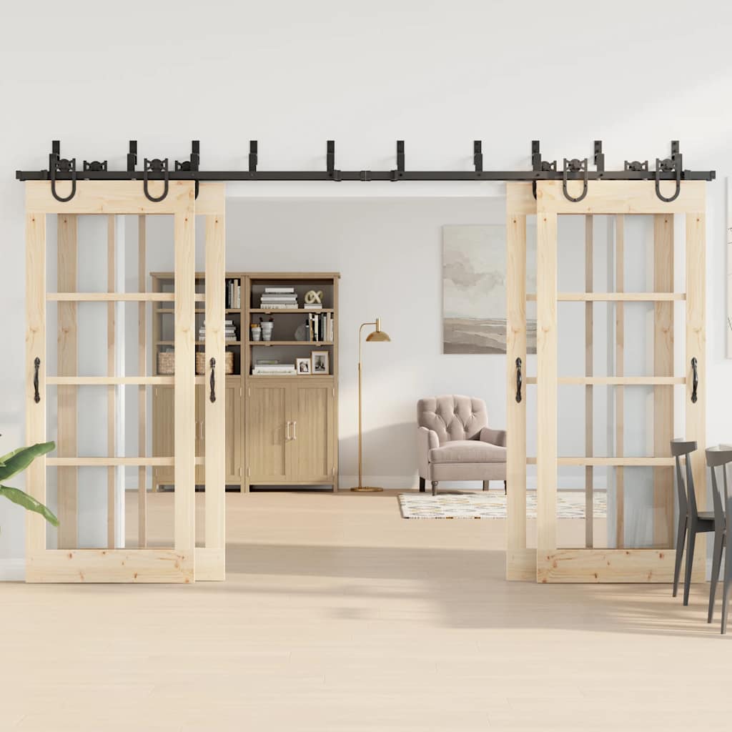Vidaxxl caja con piezas para puerta corredera 366 cm acero negro