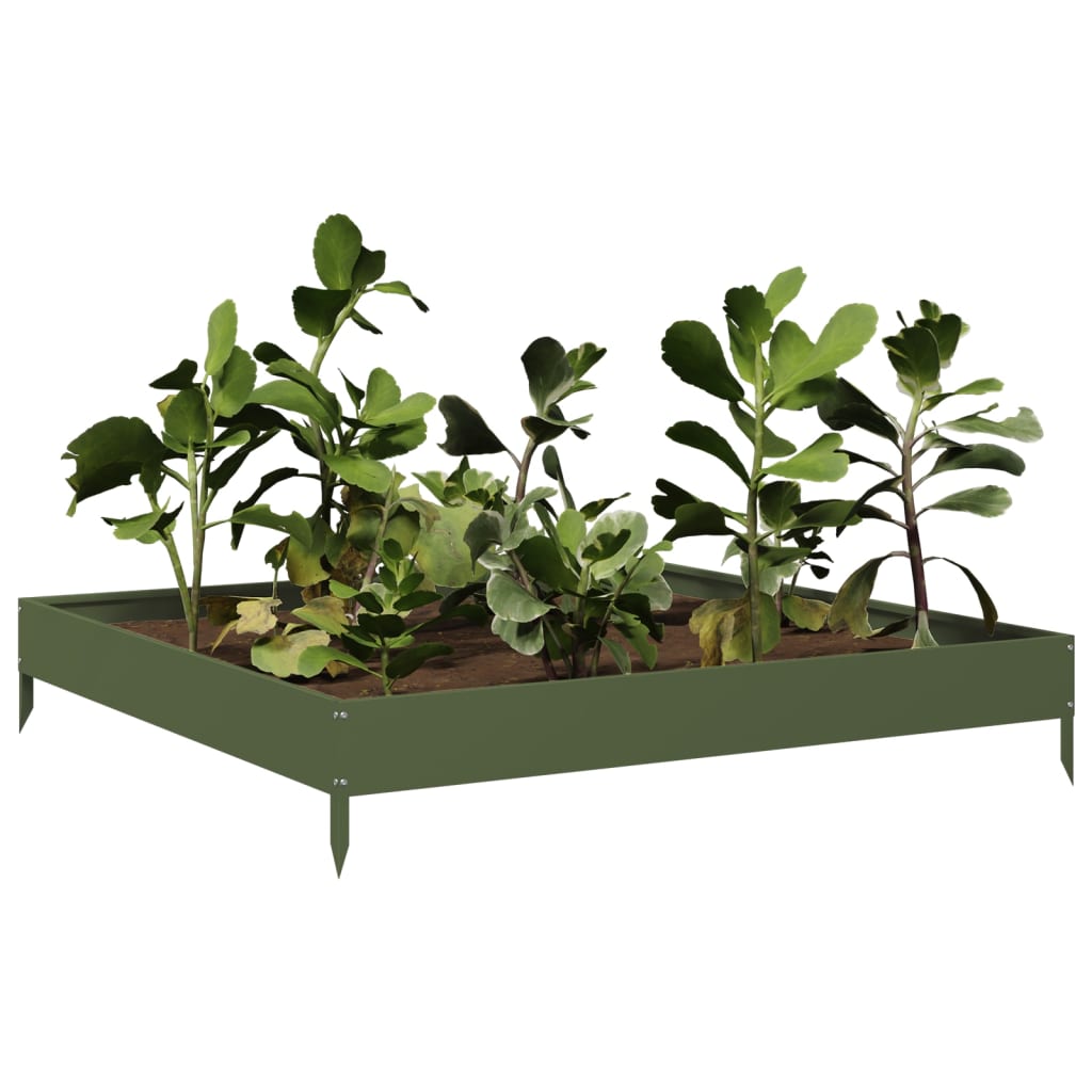 Plantador Vidaxl elevado 100x100x18.5 cm de acero verde de acero verde
