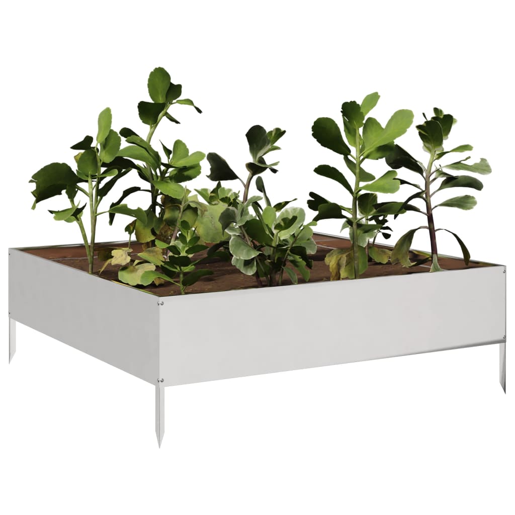 Plantador Vidaxl elevado 100x100x33.5 cm de acero inoxidable