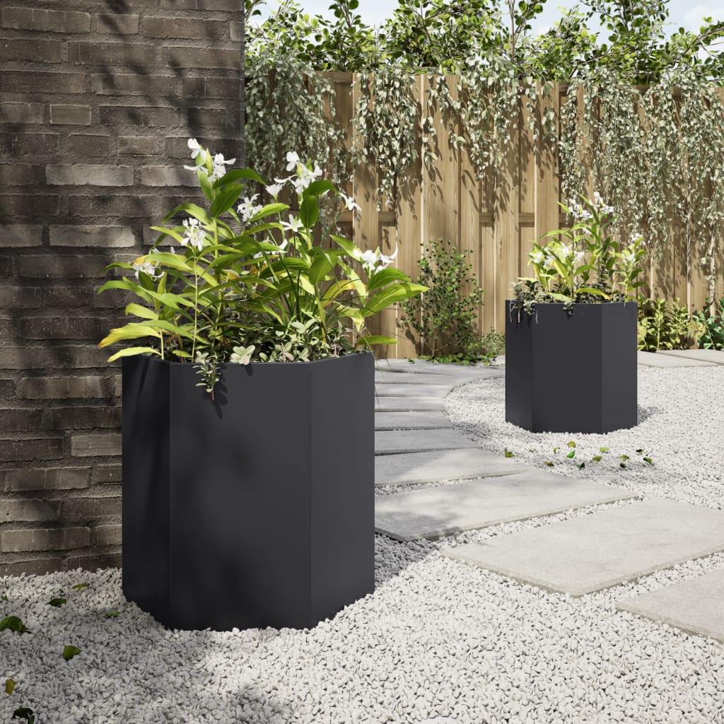 Vidaxl Planners 2 St Hexagon 46x40x45 cm in acciaio nero