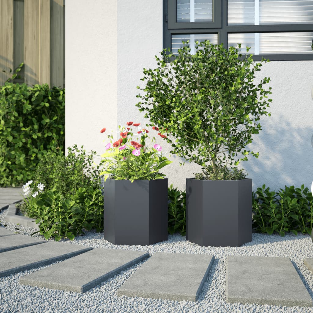 Vidaxl Planners 2 St Hexagon 46x40x45 cm Antracite in acciaio -lorato