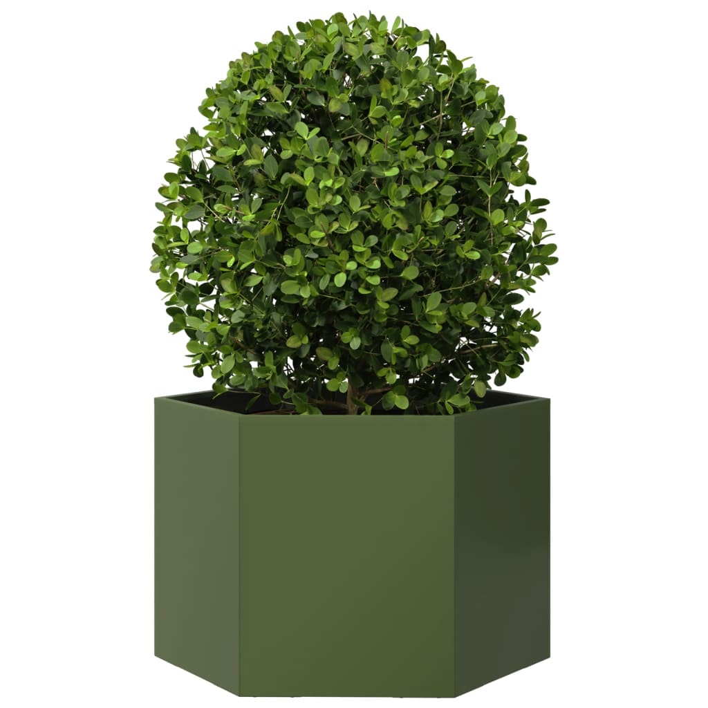 Vidaxl Plannet Hexagon 69x60x45 cm de acero verde de acero verde